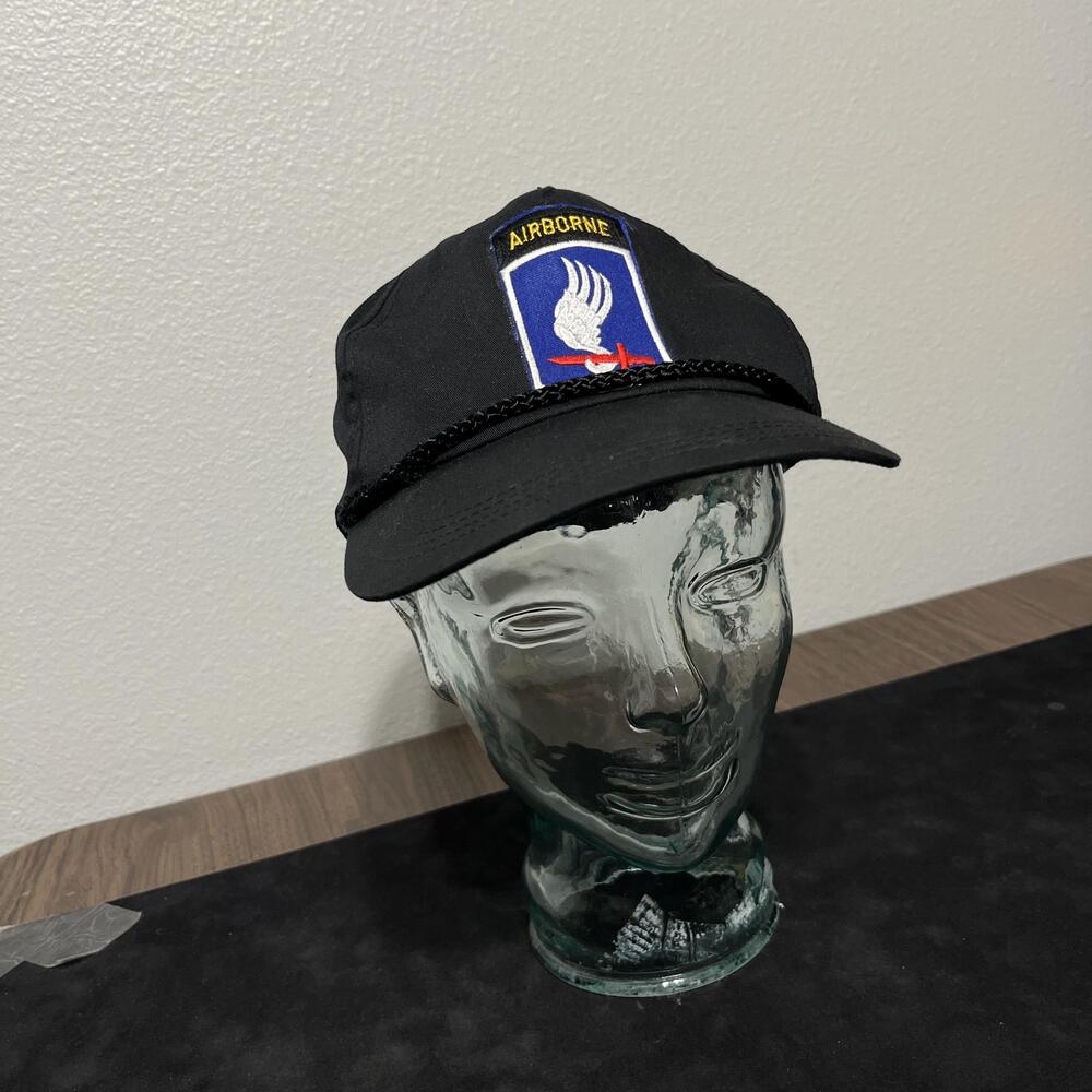 Vintage Airborne 173rd Brigade Hat Cap Snap Back One Size Mens Black 80s